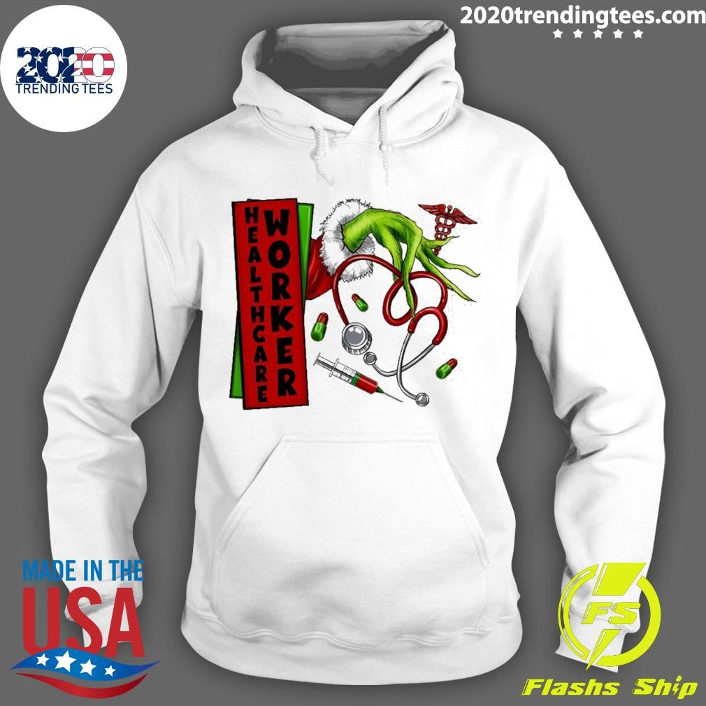 Awesome Christmas Grinch Hand Nurse Healthcare Worker - Adult & Kids T-Shirts, Sweatshirts & Hoodies apparel design preview 2