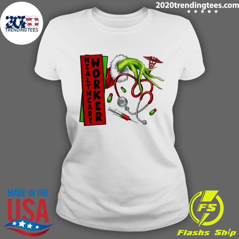 Awesome Christmas Grinch Hand Nurse Healthcare Worker - Adult & Kids T-Shirts, Sweatshirts & Hoodies apparel design preview 3