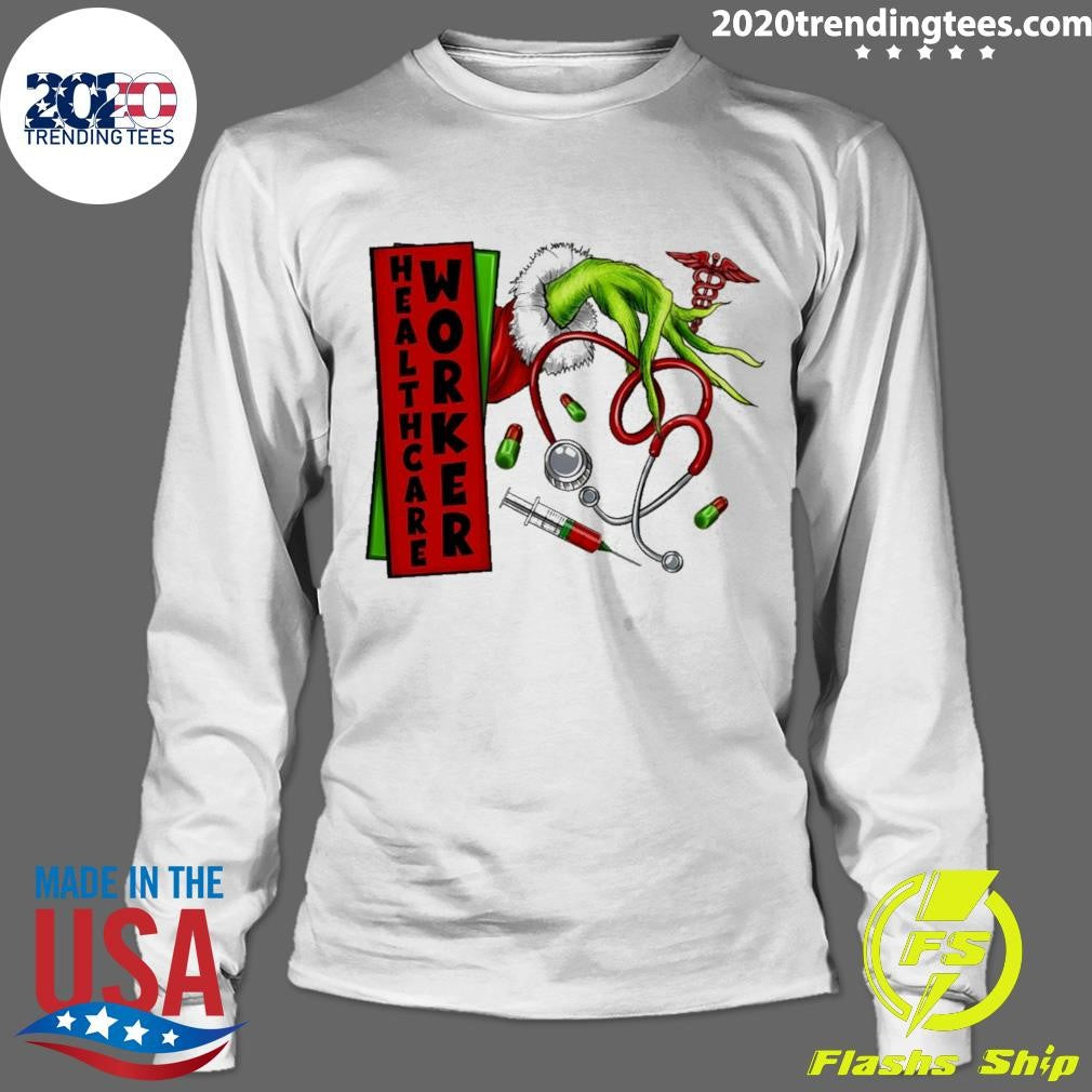 Awesome Christmas Grinch Hand Nurse Healthcare Worker - Adult & Kids T-Shirts, Sweatshirts & Hoodies apparel design preview 4