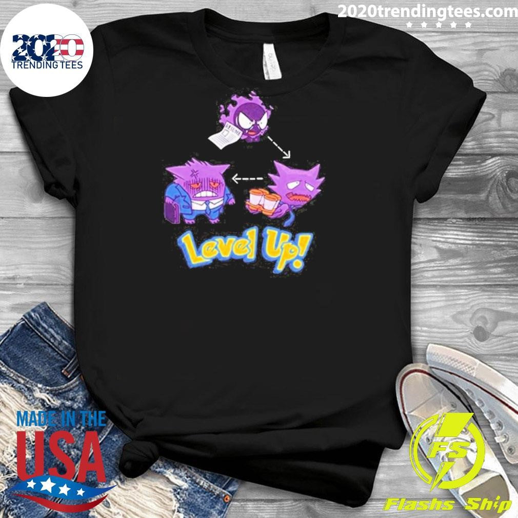 Awesome Gengar Pokemon Level Up - Adult & Kids T-Shirts, Sweatshirts & Hoodies apparel design preview 3