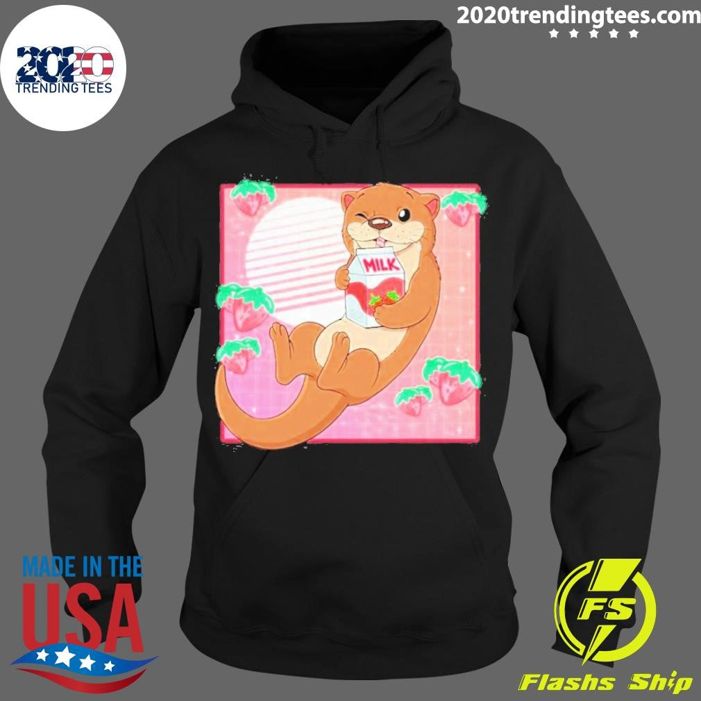 Awesome Kawaii Otter Strawberry Milk - Adult & Kids T-Shirts, Sweatshirts & Hoodies apparel design preview 2