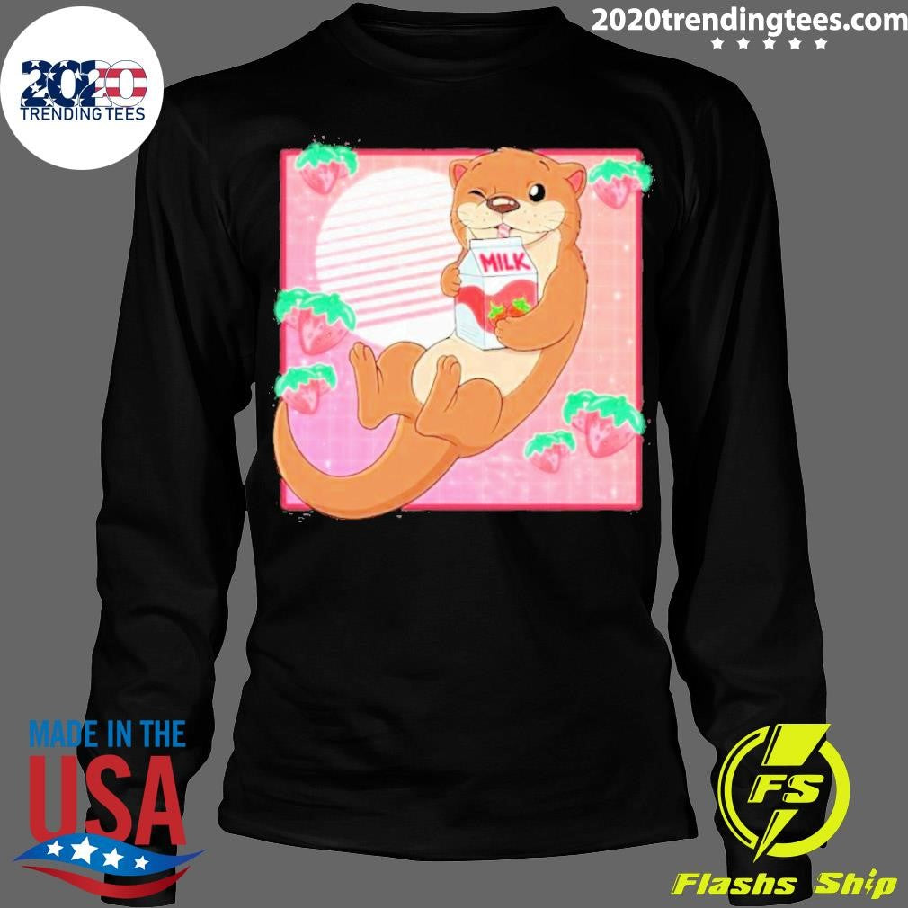 Awesome Kawaii Otter Strawberry Milk - Adult & Kids T-Shirts, Sweatshirts & Hoodies apparel design preview 4