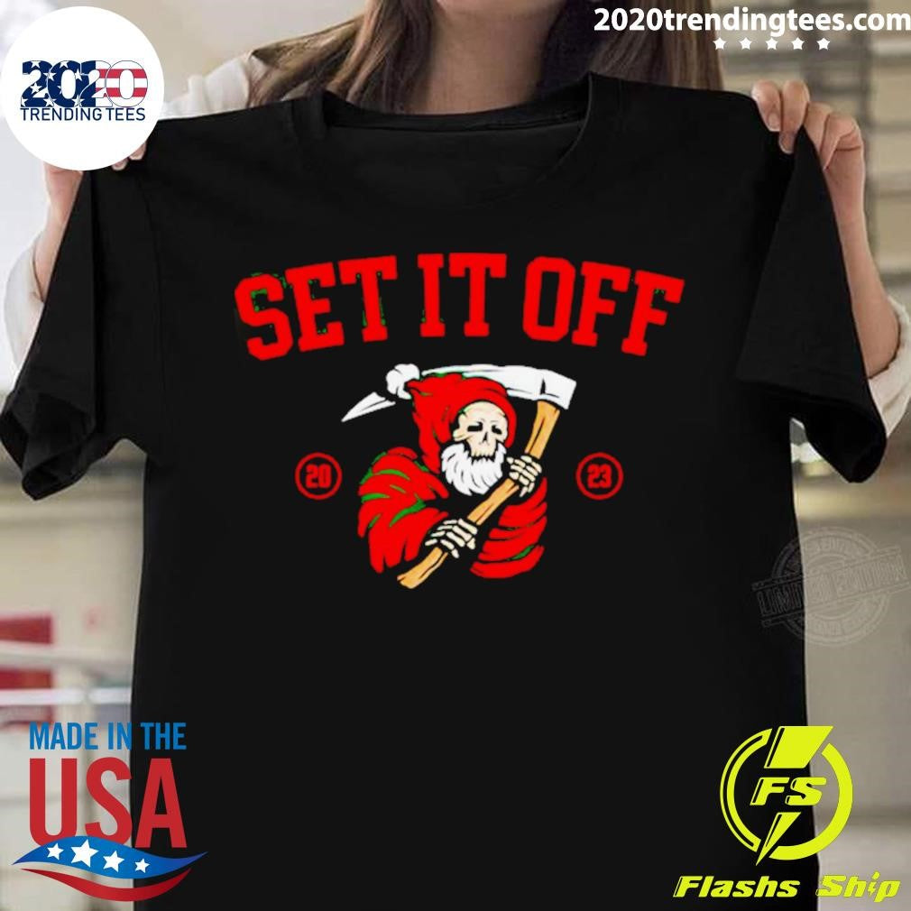 Awesome Santa Death Set It Off - Adult & Kids T-Shirts, Sweatshirts & Hoodies apparel design preview 1