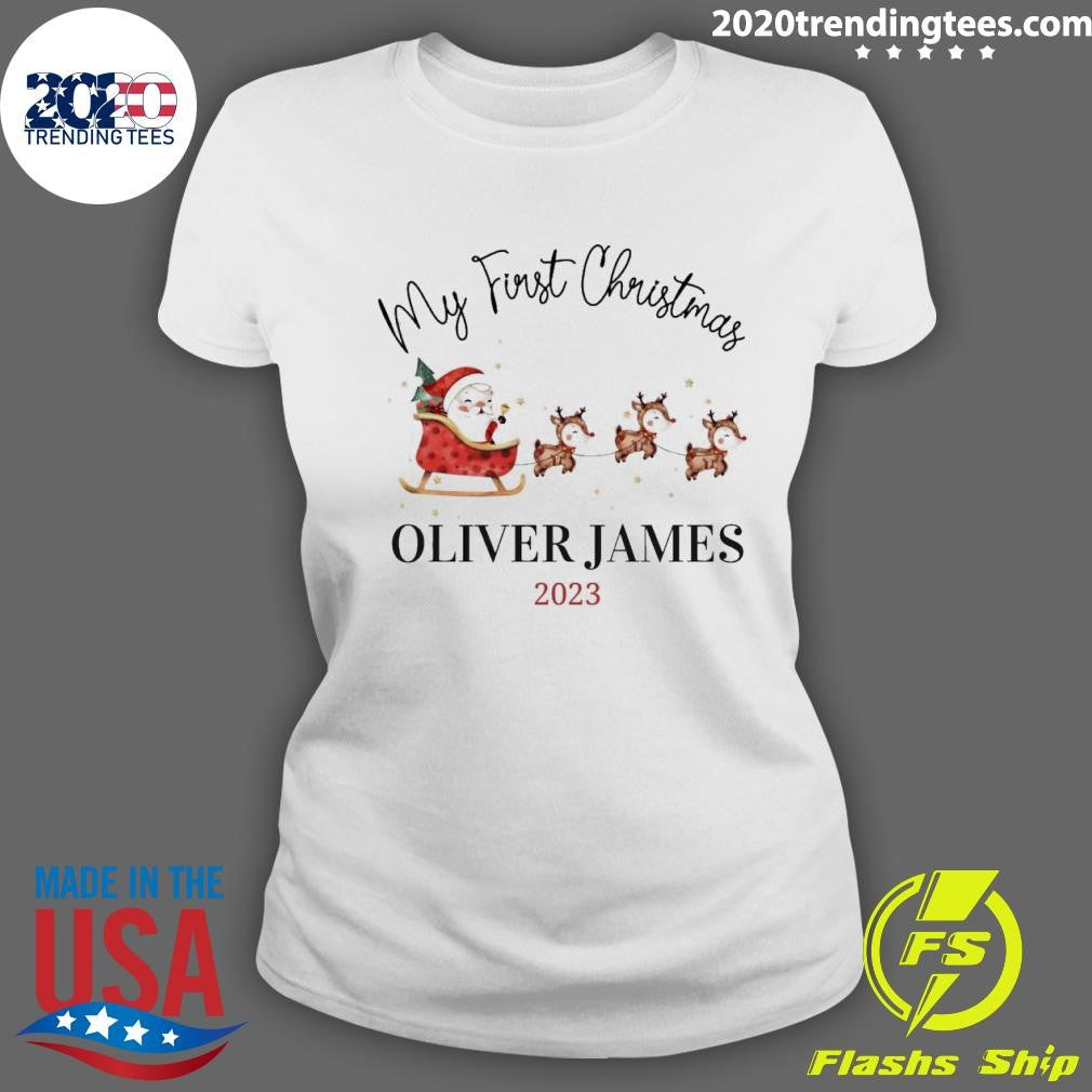 Awesome Santa Riding Reindeer My First Christmas - Adult & Kids T-Shirts, Sweatshirts & Hoodies apparel design preview 3