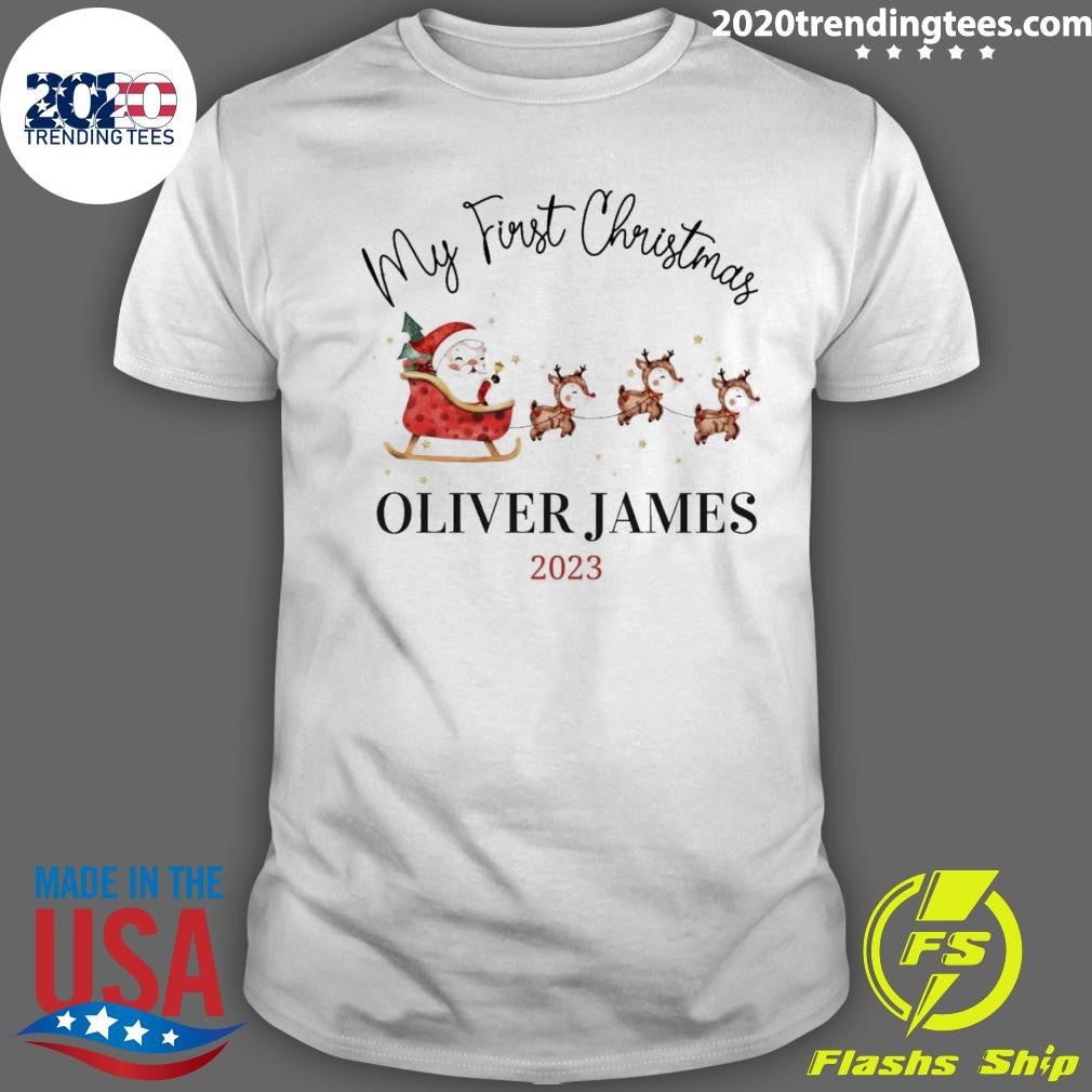 Awesome Santa Riding Reindeer My First Christmas - Adult & Kids T-Shirts, Sweatshirts & Hoodies apparel design preview 1