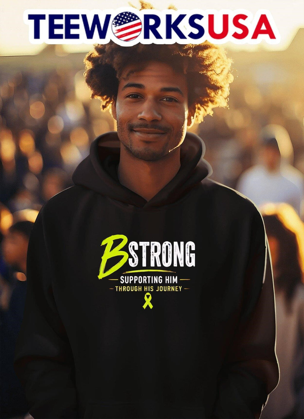 B Strong Supporting Him Through His Journey - Adult & Kids T-Shirts, Sweatshirts & Hoodies apparel design preview 2