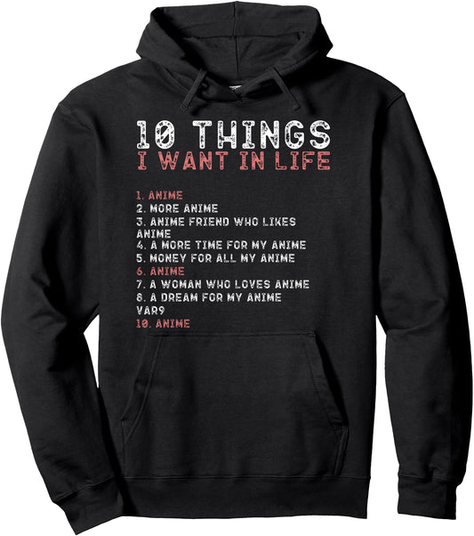 10 Things I Want My Life Shirts Anime Lovers Long Sleeve for