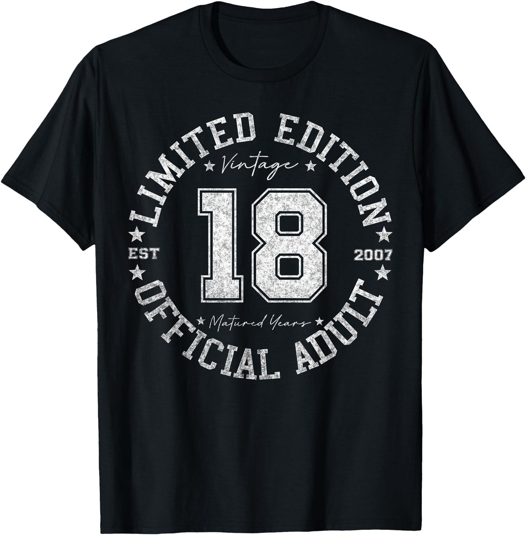18 Year Old Gifts 2007 18Th T-Shirt - Aesthetic Graphic for Adults - T-Shirt, Sweatshirt, Hoodie