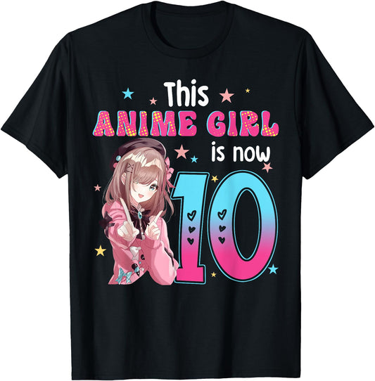 10 Years Old Kawaii Gifts Anime 10Th Tee for Fans Celebrate Your