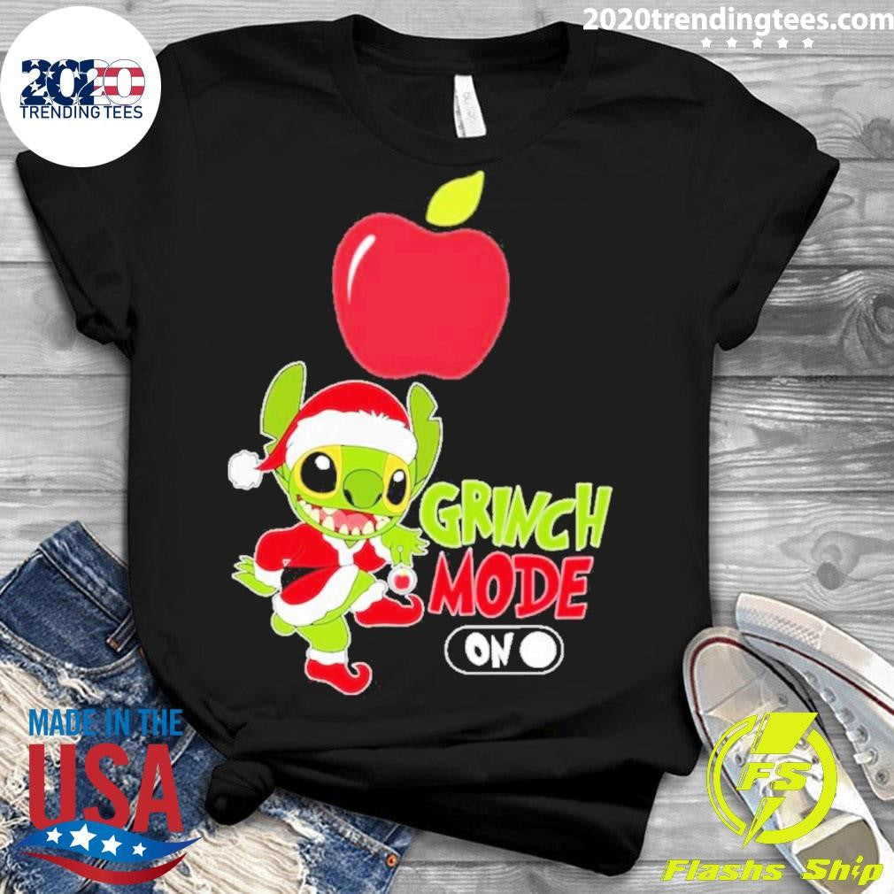 Baby Stitch Grinch Hat Santa Applebee's Mode On - Adult & Kids T-Shirts, Sweatshirts & Hoodies apparel design preview 3