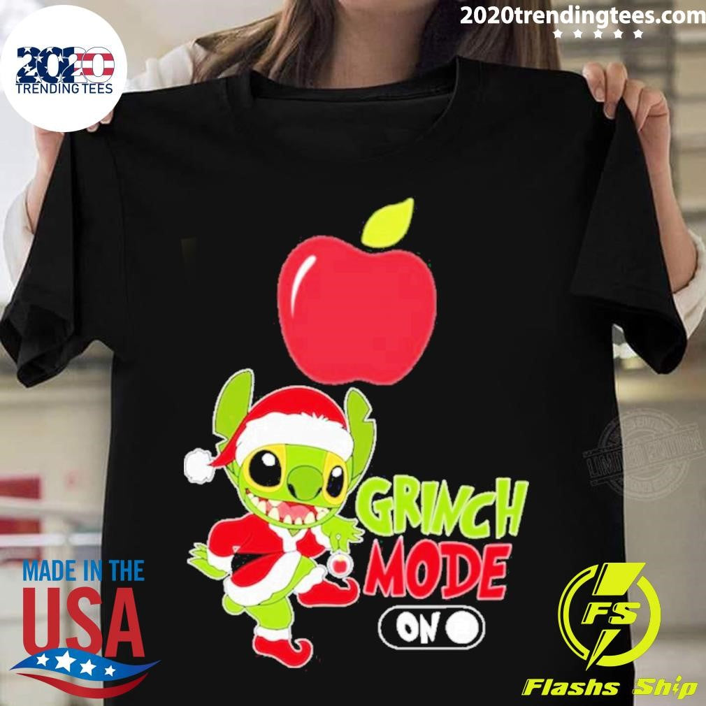 Baby Stitch Grinch Hat Santa Applebee's Mode On - Adult & Kids T-Shirts, Sweatshirts & Hoodies apparel design preview 1