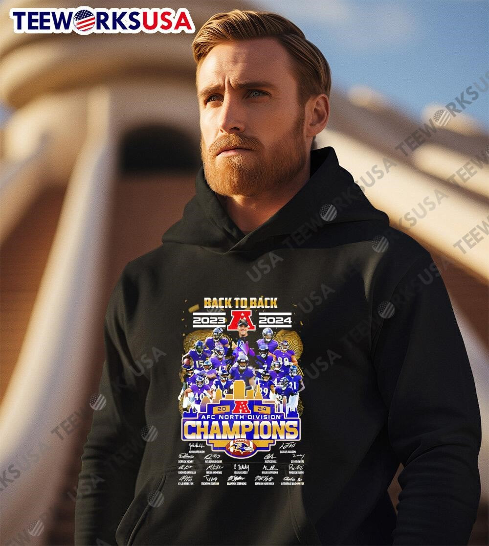Back To 2023-2024 AFC Division Champion Baltimore - Adult & Kids T-Shirts, Sweatshirts & Hoodies apparel design preview 3