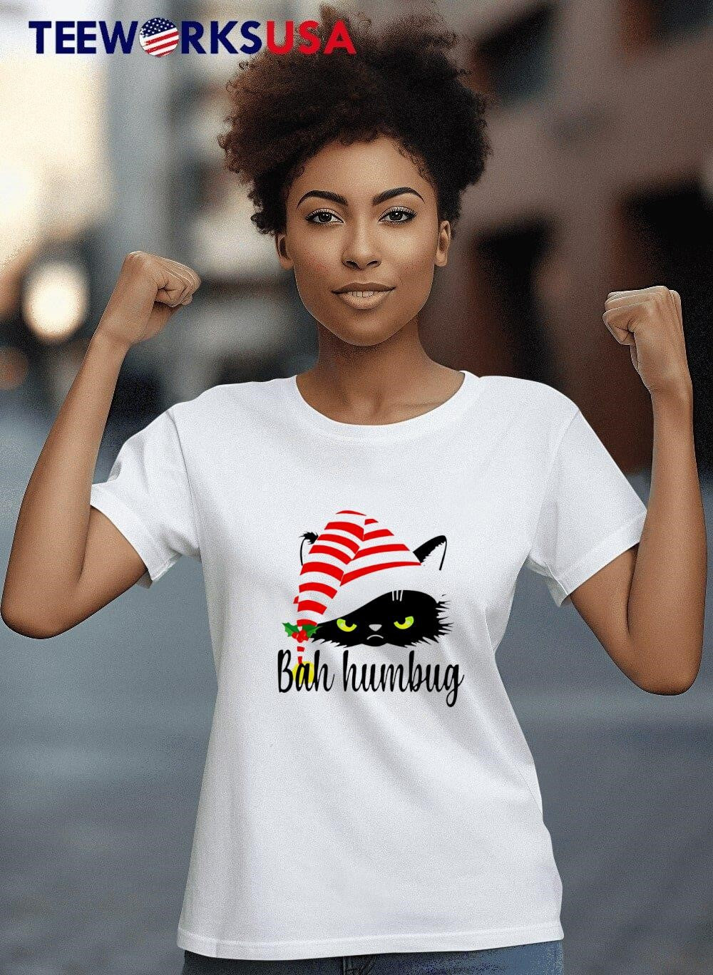 Bah Humbug Cool Christmas Black Cat - Adult & Kids T-Shirts, Sweatshirts & Hoodies apparel design preview 4