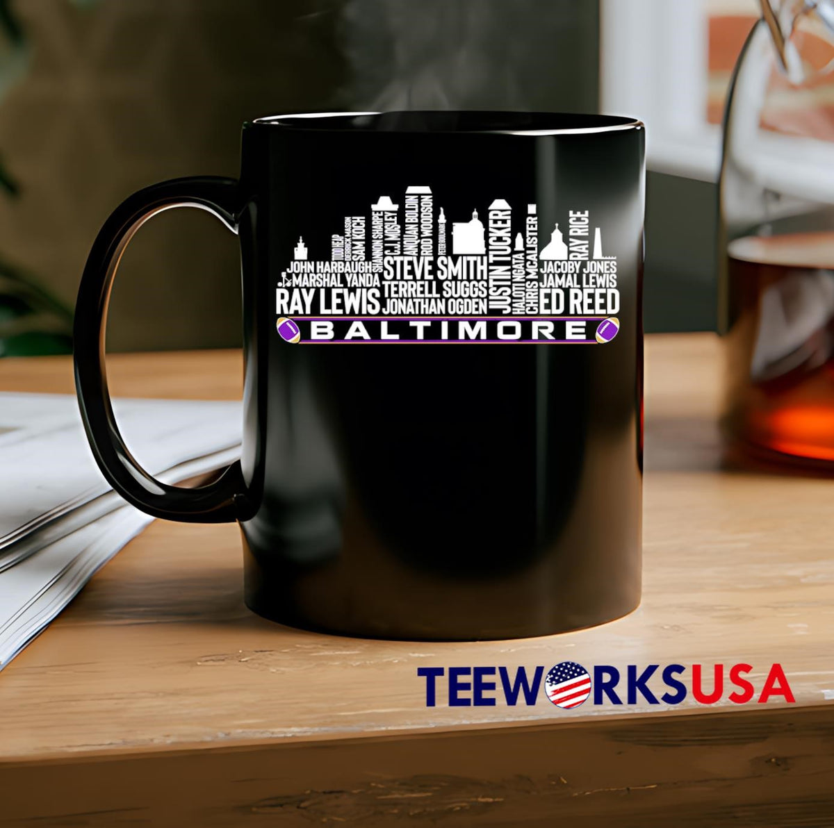 Baltimore Football Team All Time Legends City Skyline - Adult & Kids T-Shirts, Sweatshirts & Hoodies apparel design preview 2