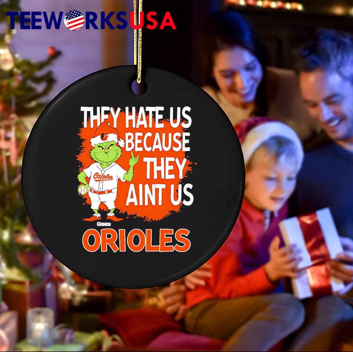 Baltimore Orioles Grinch Christmas They Hate Us Ain't - Adult & Kids T-Shirts, Sweatshirts & Hoodies apparel design preview 4