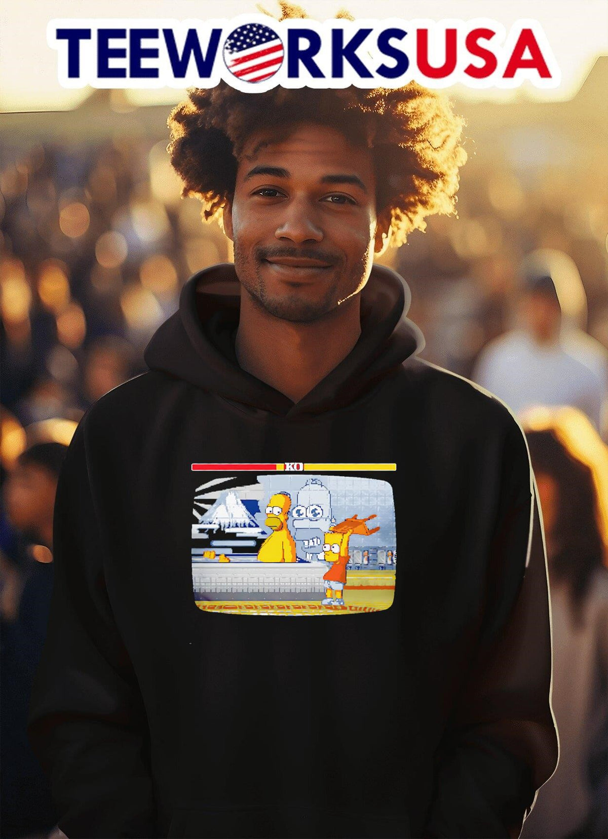 Bath Fighter Homer and Bart Simpson - Adult & Kids T-Shirts, Sweatshirts & Hoodies apparel design preview 2