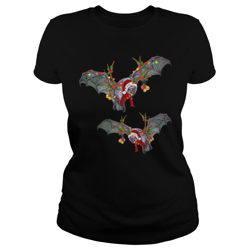 Bats Reindeer Light Christmas - Adult & Kids T-Shirts, Sweatshirts & Hoodies apparel design preview 2