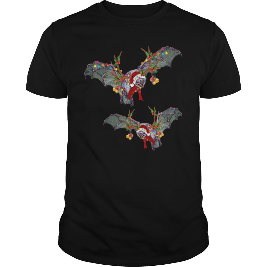 Bats Reindeer Light Christmas - Adult & Kids T-Shirts, Sweatshirts & Hoodies apparel design preview 1