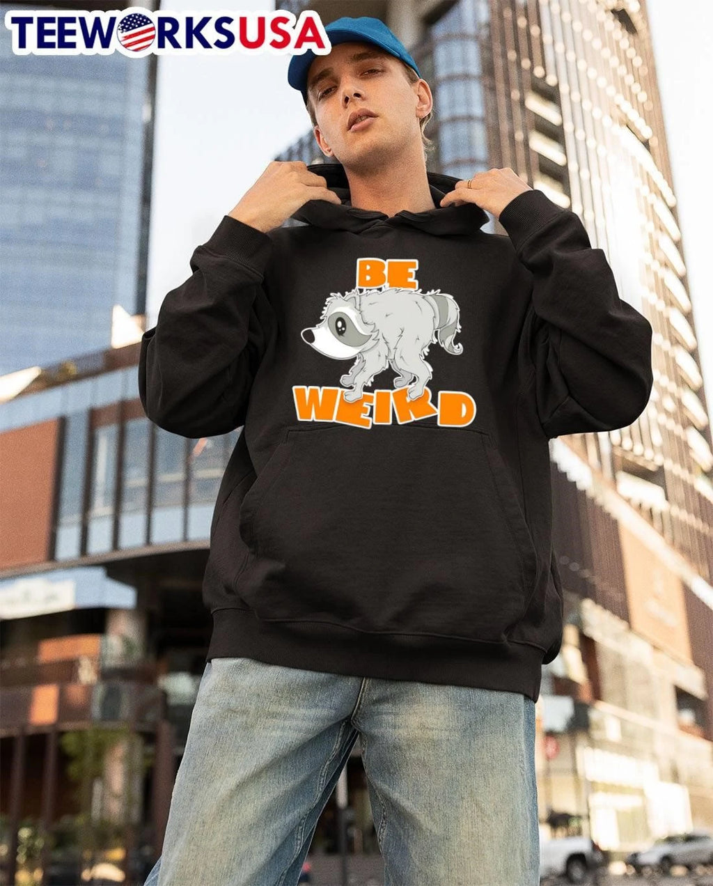 Be Weird Raccoon - Adult & Kids T-Shirts, Sweatshirts & Hoodies apparel design preview 3
