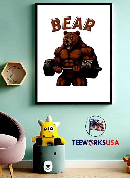 Bear Gym Weightlifting - Adult & Kids T-Shirts, Sweatshirts & Hoodies apparel design preview 3