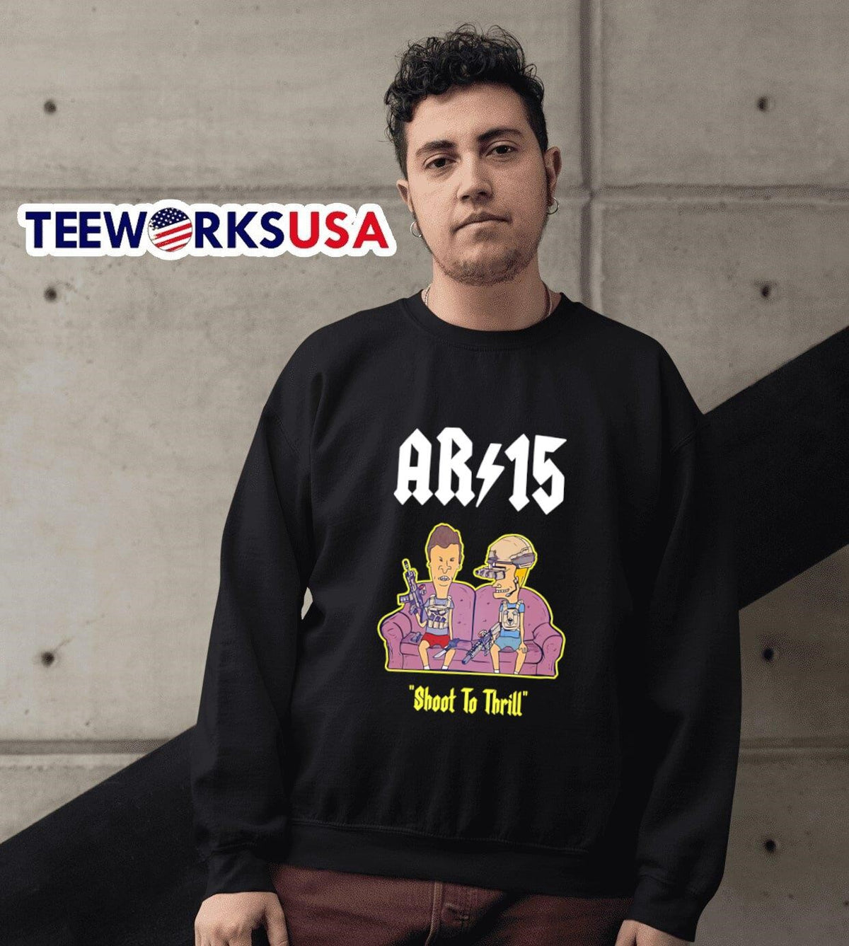 Beavis And Butthead Ar 15 Shoot To Thrill - Adult & Kids T-Shirts, Sweatshirts & Hoodies apparel design preview 6