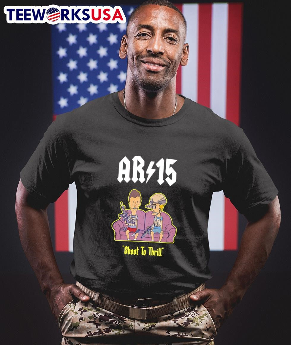 Beavis And Butthead Ar 15 Shoot To Thrill - Adult & Kids T-Shirts, Sweatshirts & Hoodies apparel design preview 1