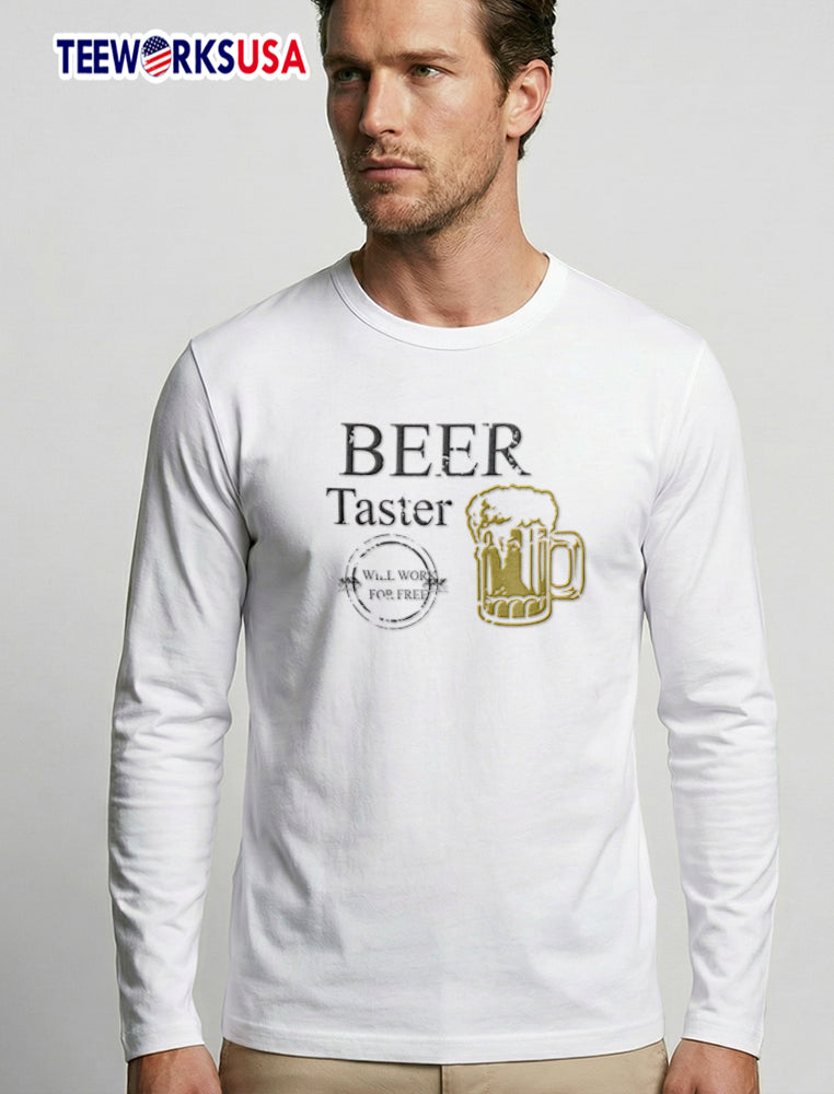 Beer Taster Will Work For Free frothy mug graphic - Adult & Kids T-Shirts, Sweatshirts & Hoodies apparel design preview 3