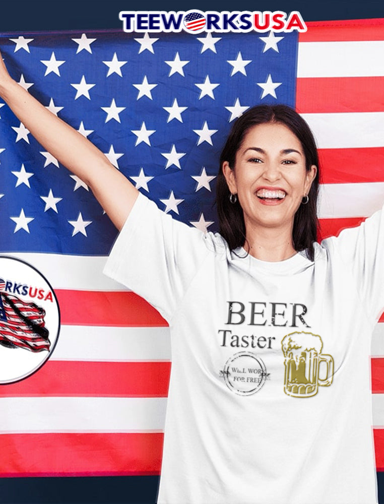 Beer Taster Will Work For Free frothy mug graphic - Adult & Kids T-Shirts, Sweatshirts & Hoodies apparel design preview 2