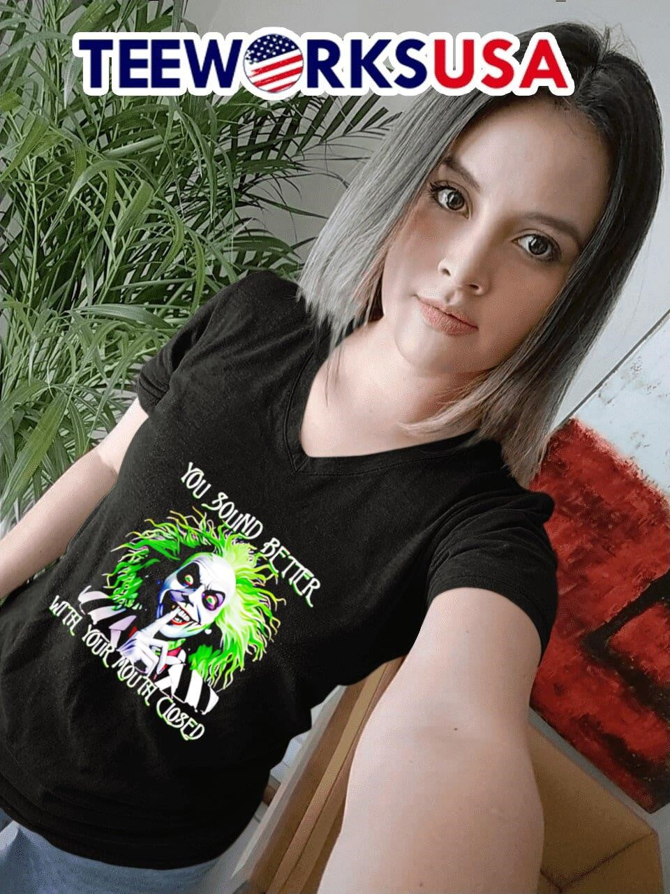 Beetlejuice you sound better with your mouth closed - Adult & Kids T-Shirts, Sweatshirts & Hoodies apparel design preview 4