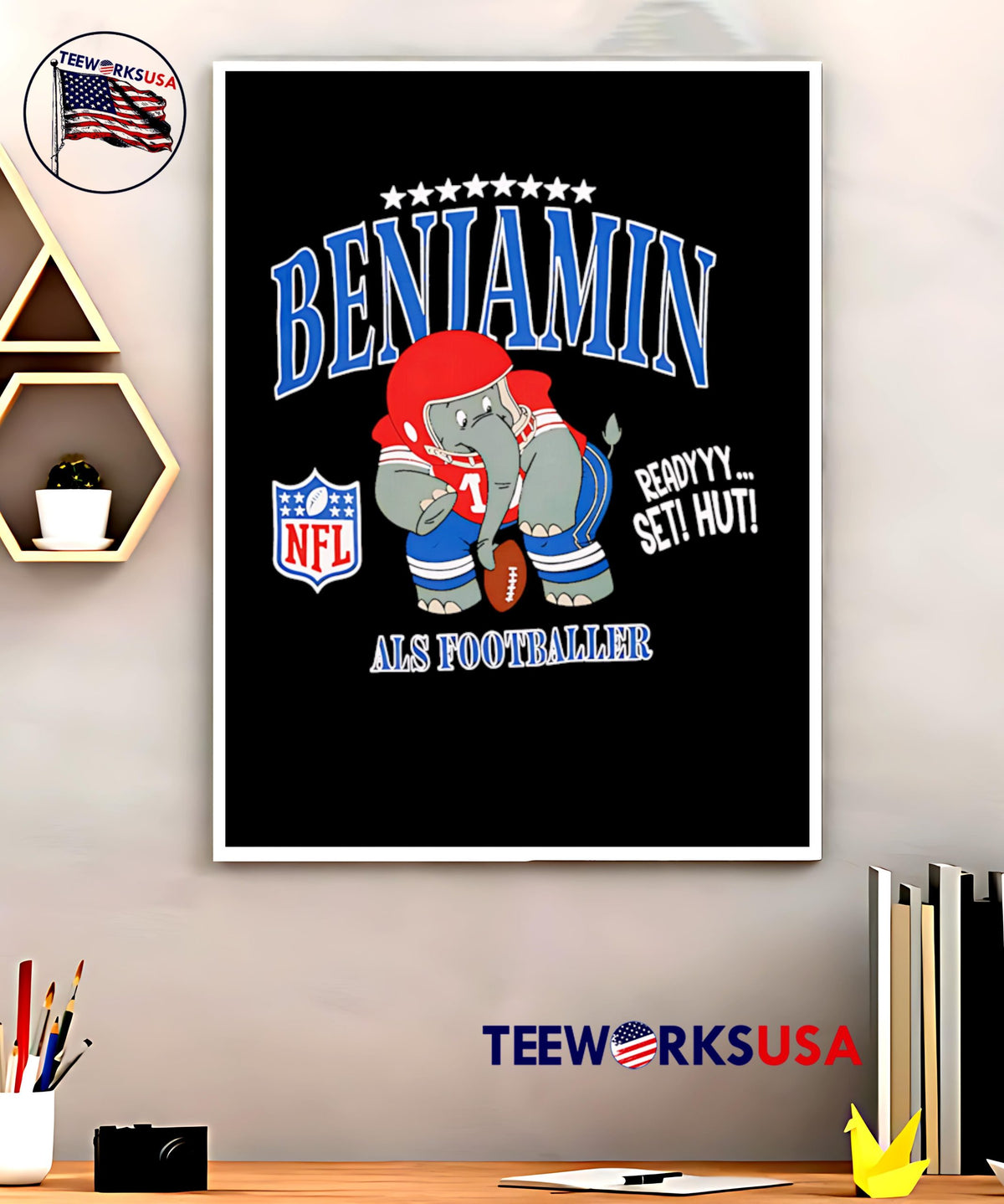 Benjamin Als Footballer ready set hut - Adult & Kids T-Shirts, Sweatshirts & Hoodies apparel design preview 5