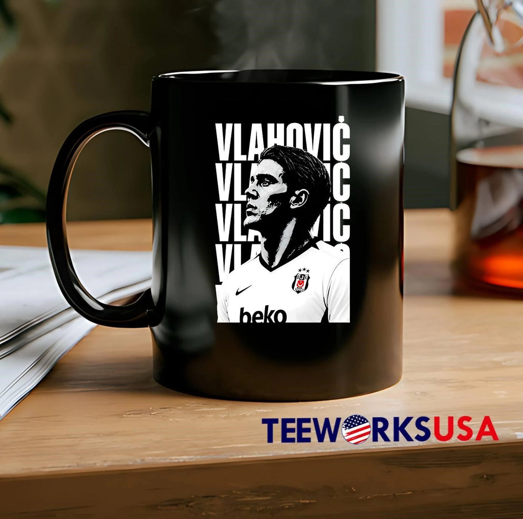 Besiktas Jk Vlahovic Monochrome Player Portrait - Adult & Kids T-Shirts, Sweatshirts & Hoodies apparel design preview 2
