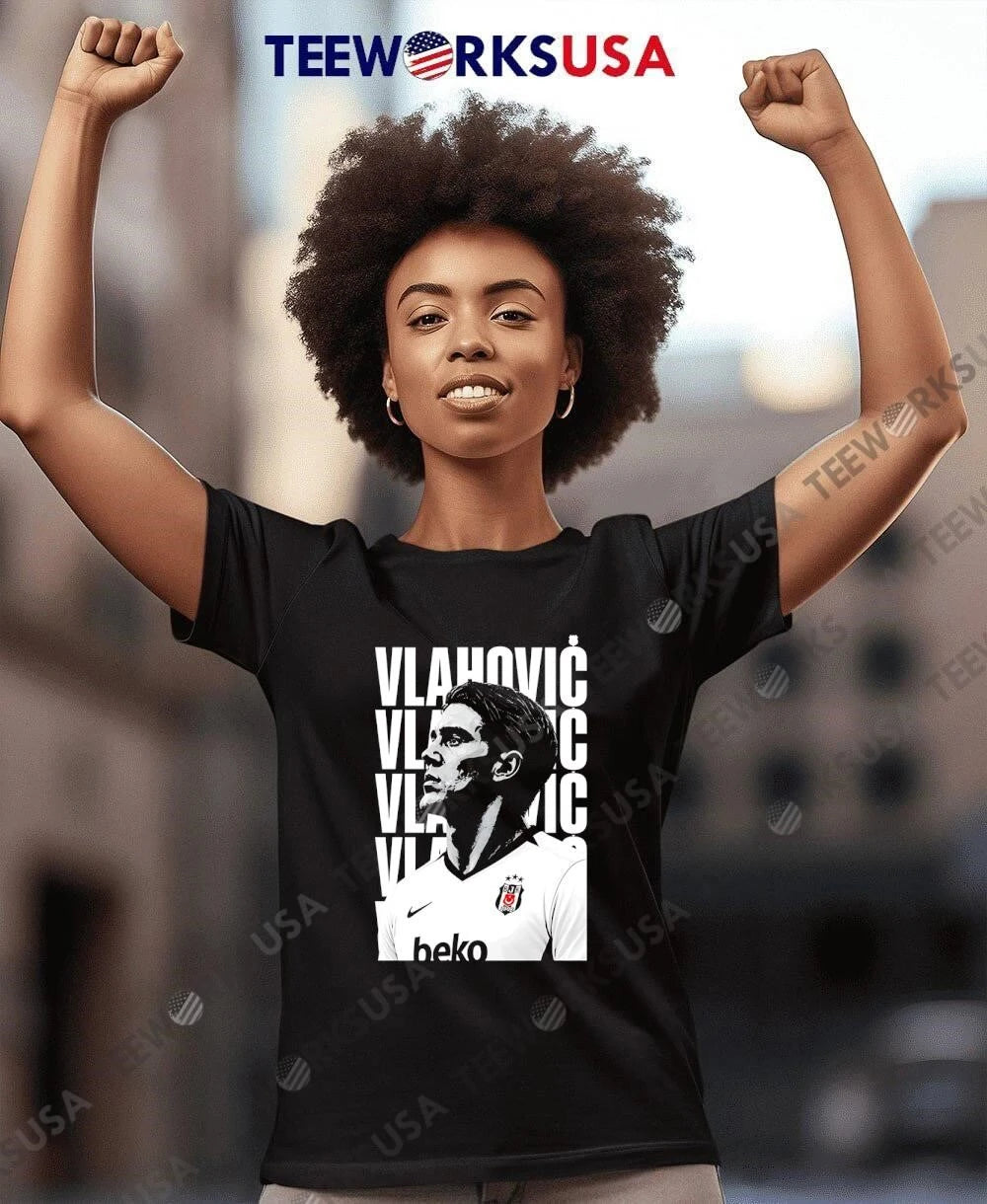 Besiktas Jk Vlahovic Monochrome Player Portrait - Adult & Kids T-Shirts, Sweatshirts & Hoodies apparel design preview 7