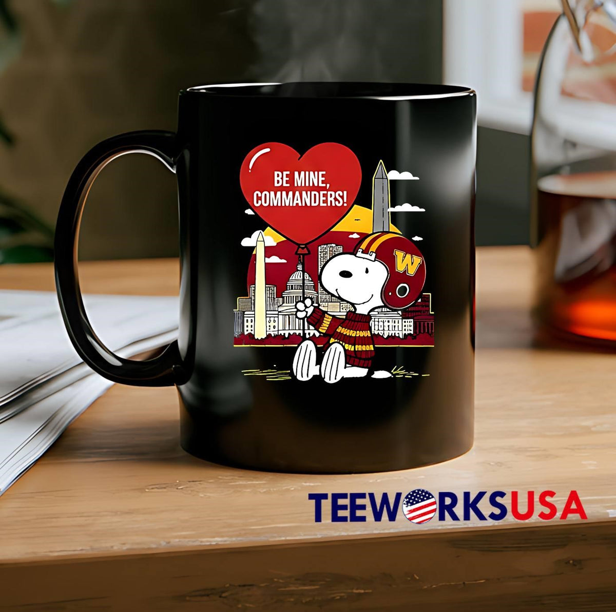 Best Washington Commanders x Snoopy cartoon valentine - Adult & Kids T-Shirts, Sweatshirts & Hoodies apparel design preview 2