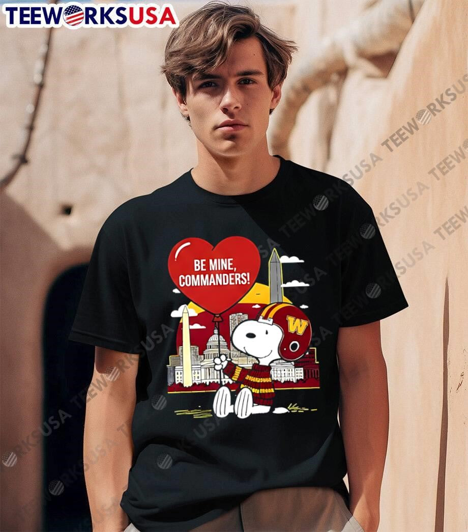 Best Washington Commanders x Snoopy cartoon valentine - Adult & Kids T-Shirts, Sweatshirts & Hoodies apparel design preview 1