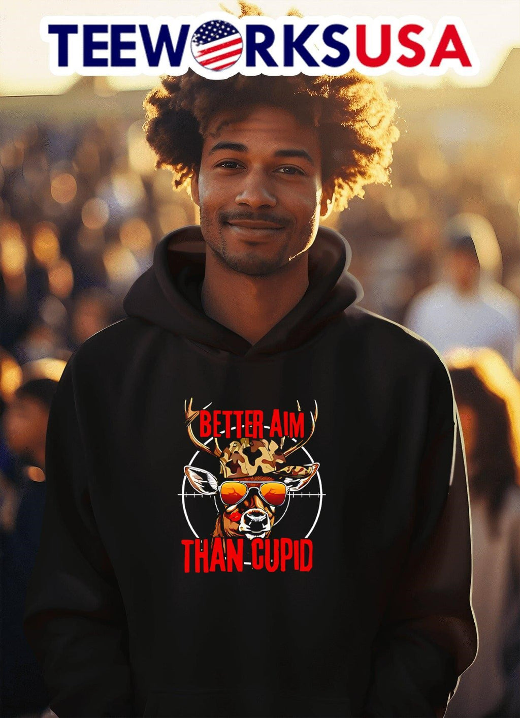 Better Aim Than Cupid Hunting Valentine's Day - Adult & Kids T-Shirts, Sweatshirts & Hoodies apparel design preview 2