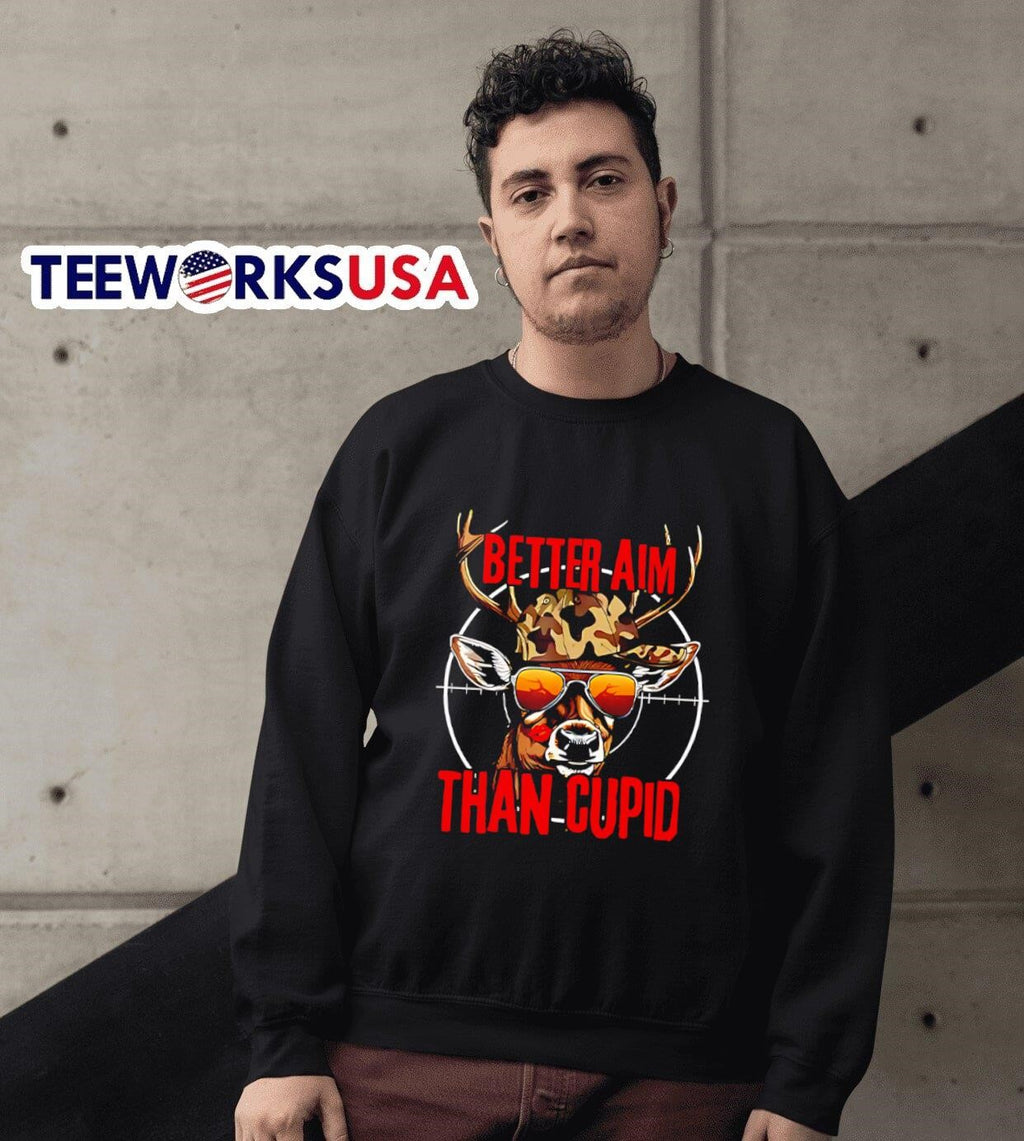 Better Aim Than Cupid Hunting Valentine's Day - Adult & Kids T-Shirts, Sweatshirts & Hoodies apparel design preview 6