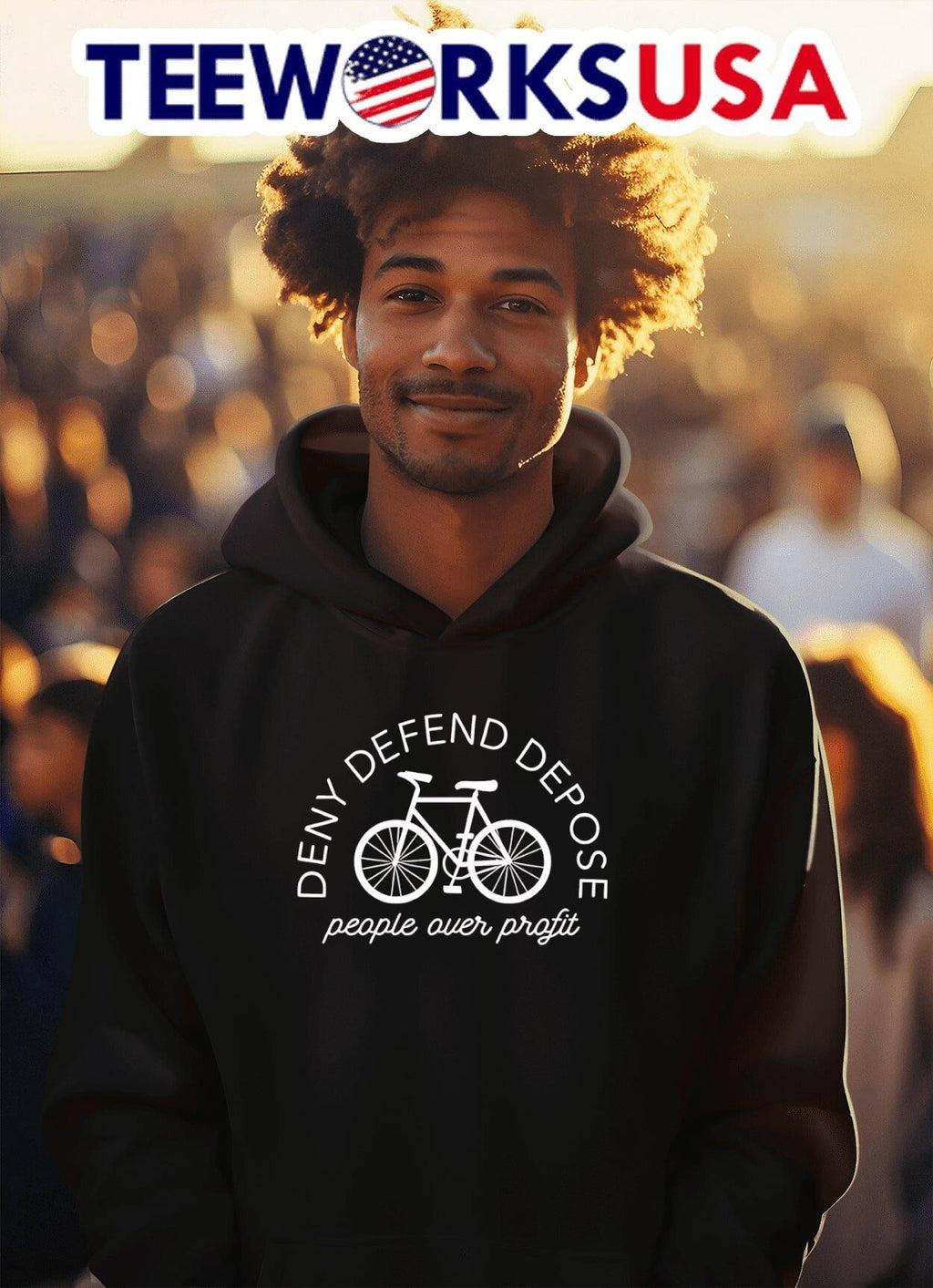 Bicycle Deny Defend Depose people over profit - Adult & Kids T-Shirts, Sweatshirts & Hoodies apparel design preview 2