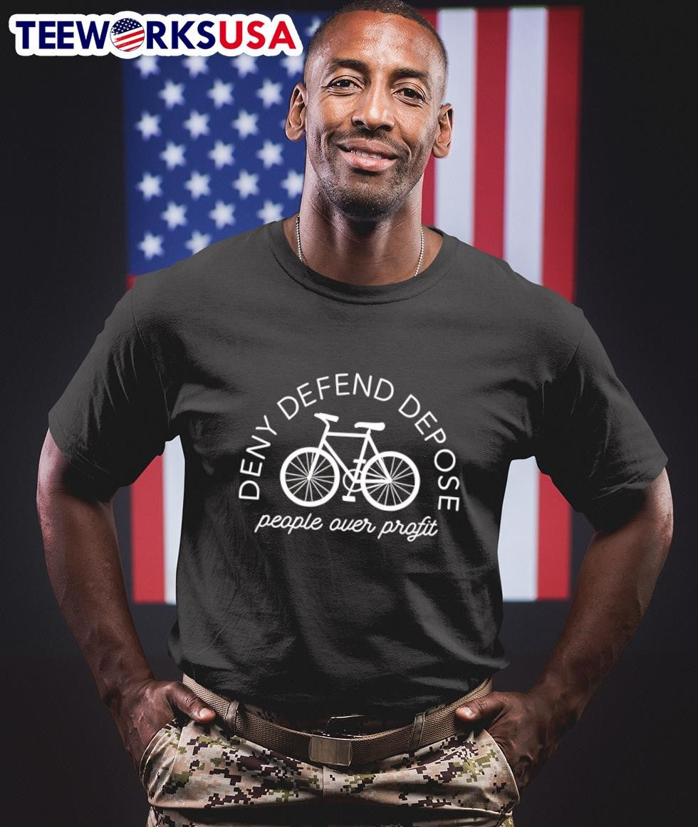 Bicycle Deny Defend Depose people over profit - Adult & Kids T-Shirts, Sweatshirts & Hoodies apparel design preview 1