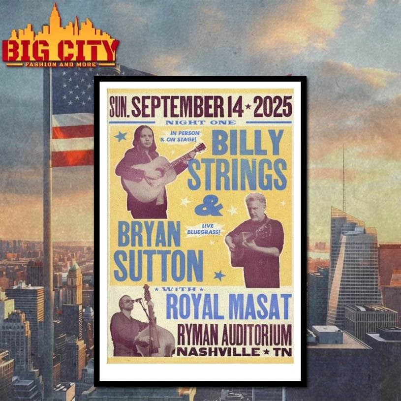 Billy Strings, Bryan Sutton And Royal Masat Nashville - Adult & Kids T-Shirts, Sweatshirts & Hoodies apparel design preview 4