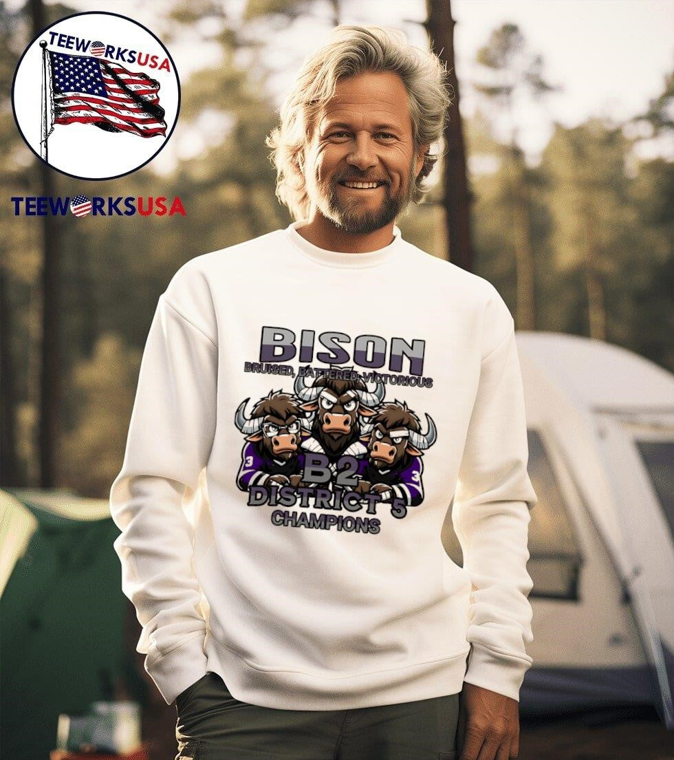 Bison B2 District 5 Champions - Adult & Kids T-Shirts, Sweatshirts & Hoodies apparel design preview 3