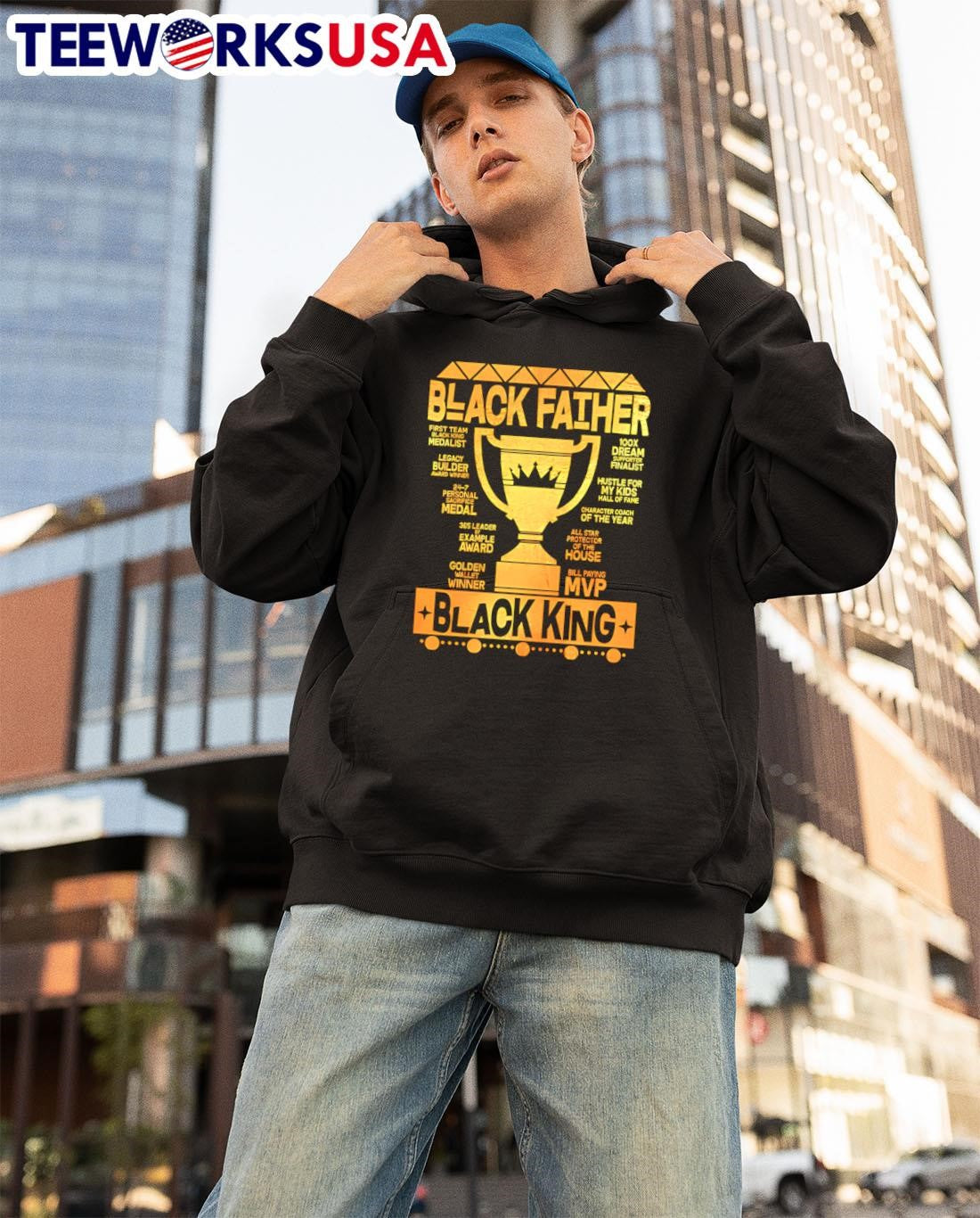 Black Father King MVP Dad - Adult & Kids T-Shirts, Sweatshirts & Hoodies apparel design preview 3