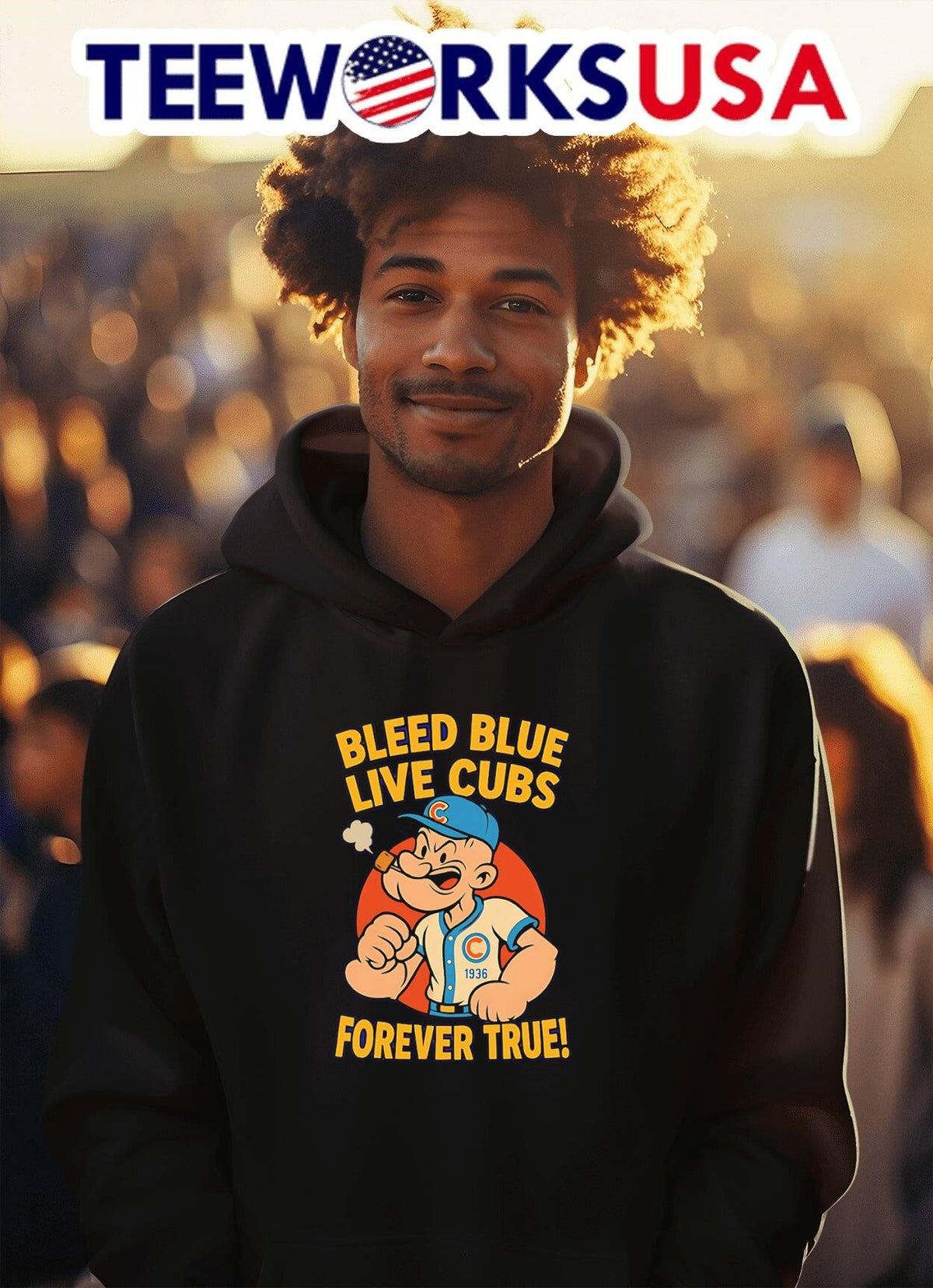 Bleed blue live Cubs forever true - Adult & Kids T-Shirts, Sweatshirts & Hoodies apparel design preview 2