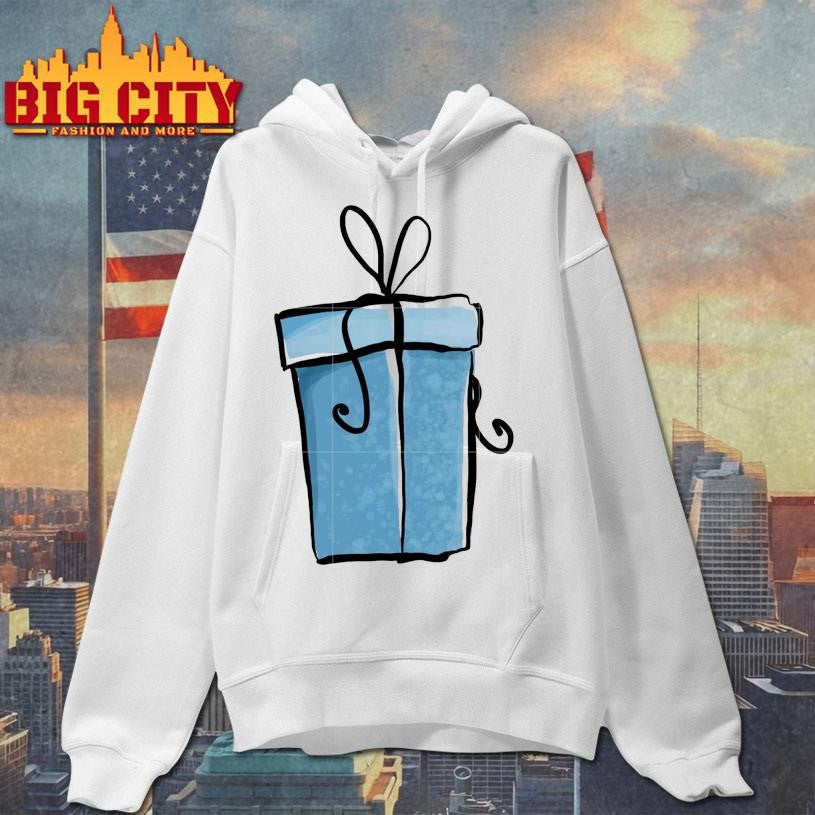 Blue christmas box design - Adult & Kids T-Shirts, Sweatshirts & Hoodies apparel design preview 2