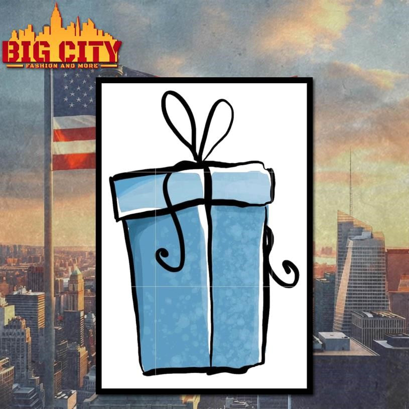 Blue christmas box design - Adult & Kids T-Shirts, Sweatshirts & Hoodies apparel design preview 4