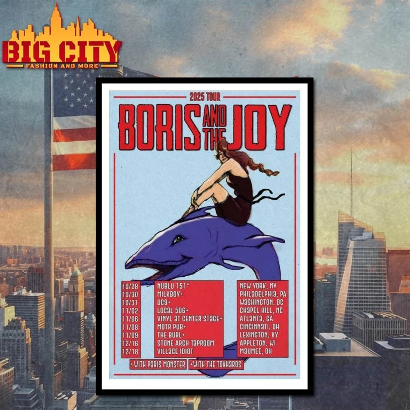 Boris And The Joy 2025 Tour Poster - Adult & Kids T-Shirts, Sweatshirts & Hoodies apparel design preview 4