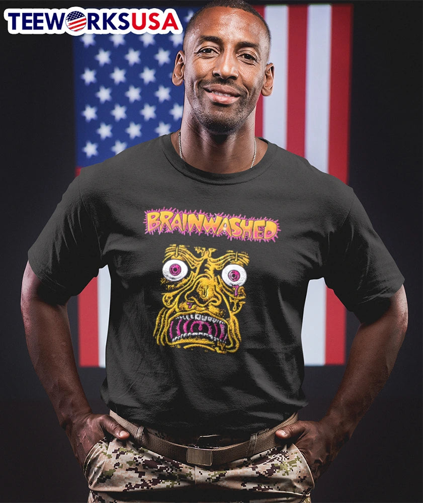 Brainwashed distorted melting face pink eyes - Adult & Kids T-Shirts, Sweatshirts & Hoodies apparel design preview 1