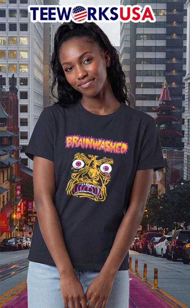 Brainwashed distorted melting face pink eyes - Adult & Kids T-Shirts, Sweatshirts & Hoodies apparel design preview 2