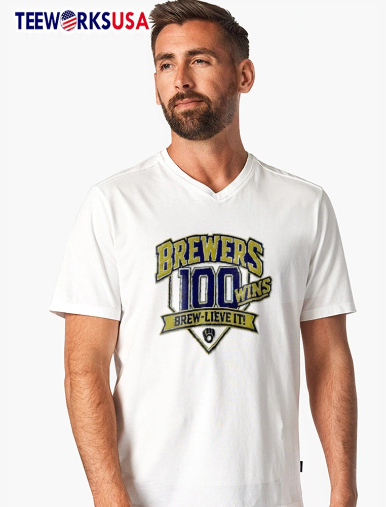 Brewers 100 wins brew-lieve it - Adult & Kids T-Shirts, Sweatshirts & Hoodies apparel design preview 7
