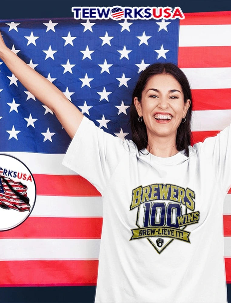 Brewers 100 wins brew-lieve it - Adult & Kids T-Shirts, Sweatshirts & Hoodies apparel design preview 2