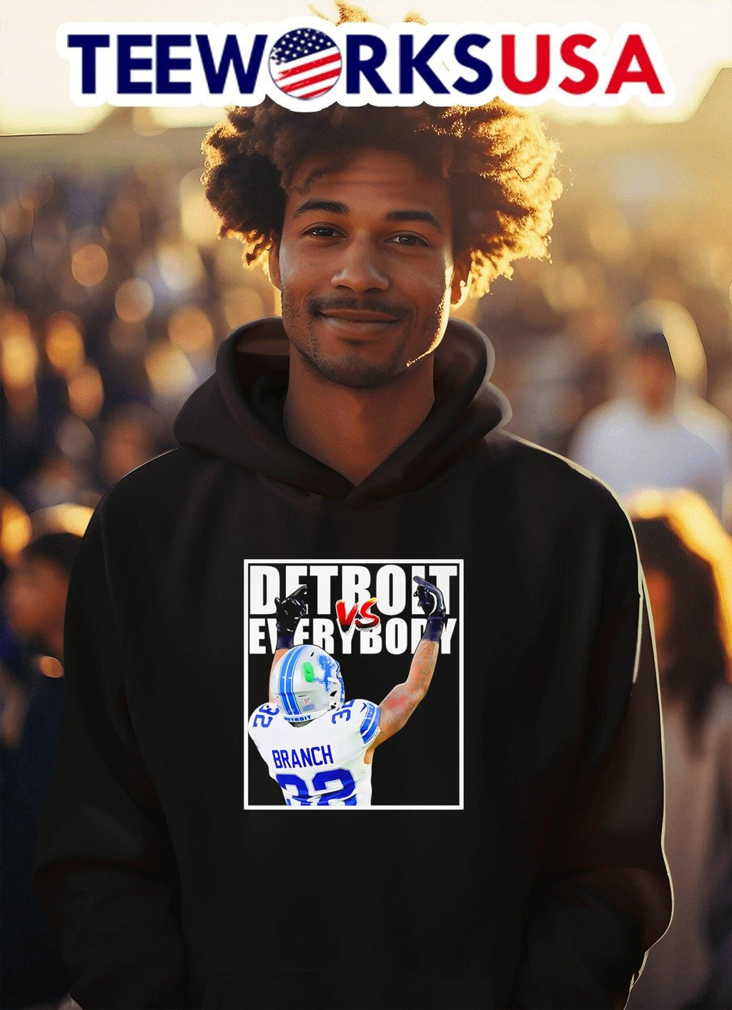 Brian Branch Detroit vs everybody - Adult & Kids T-Shirts, Sweatshirts & Hoodies apparel design preview 2